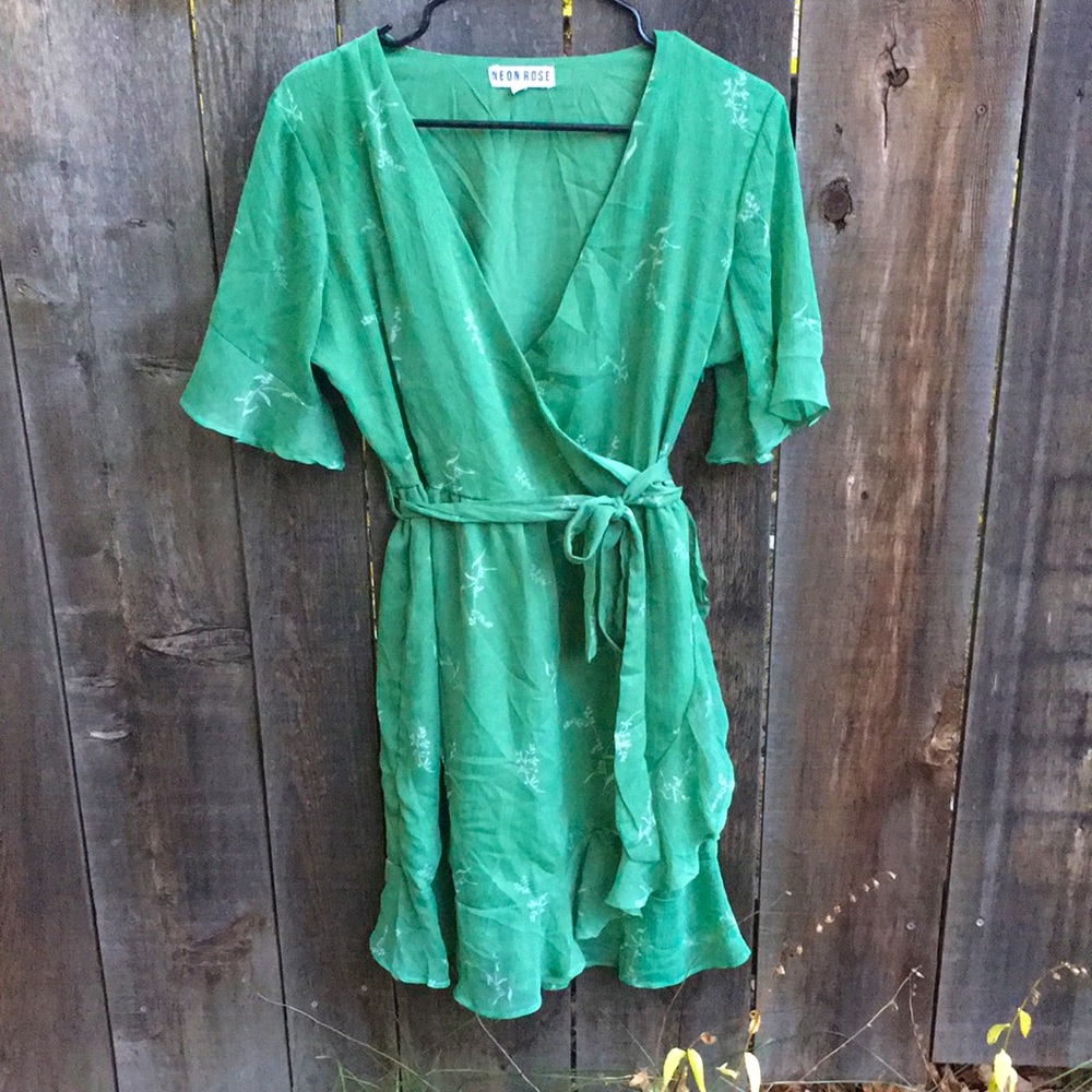 Green ruffle dress